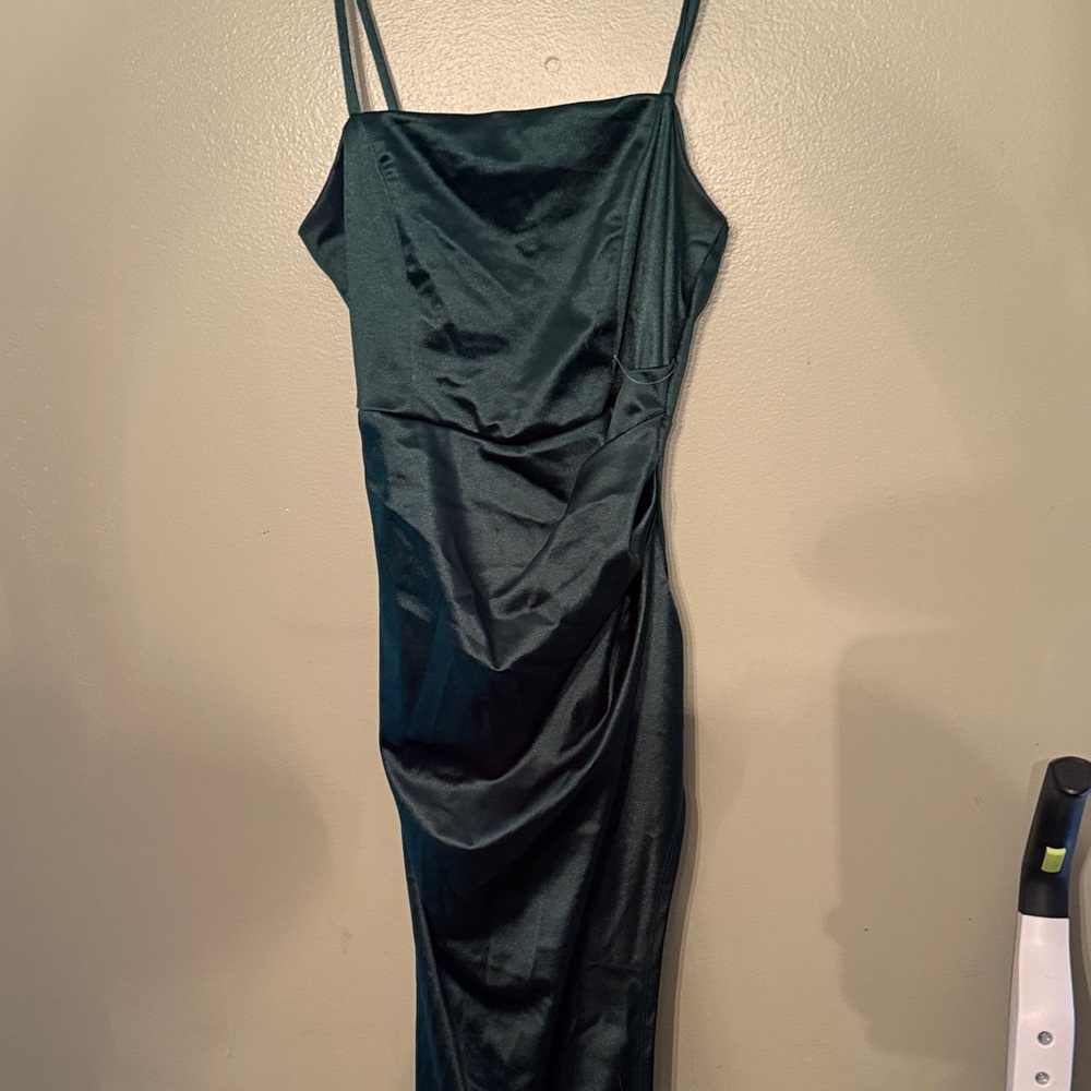 Emerald Sundae Forest Green Satin Dress
